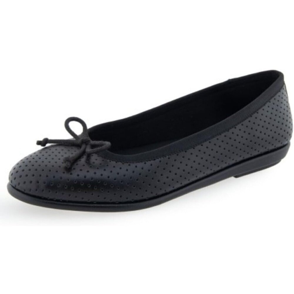 Aerosoles Women Black Perf Synthetic Polyurethane Closed Rounded Toe Ballet Flat